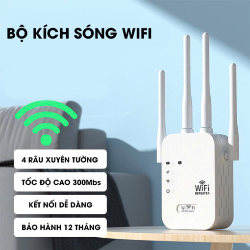 Bộ Kích Sóng Wifi 4 Râu Xuyên Tường Tốc Độ Cao 300Mbs - Hình ảnh 2