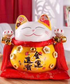Mèo Thần Tài May Mắn Có Khe Bỏ Tiền Tiết Kiệm 16cm