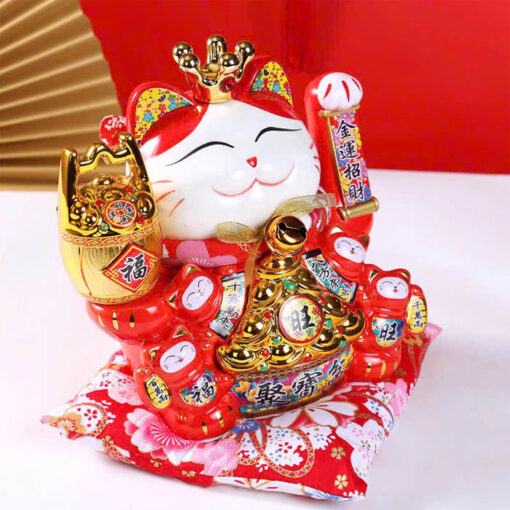 Mèo Thần Tài Vẫy Tay Đế Vương Đỏ 29cm - Hình ảnh 3