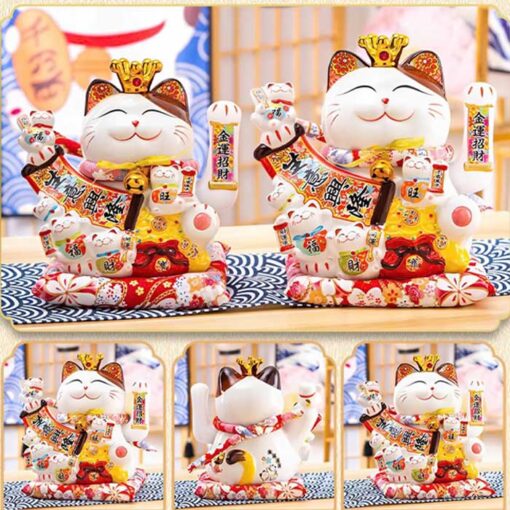 Mèo Thần Tài Vẫy Tay Đế Vương Trắng 29cm - Ảnh 2