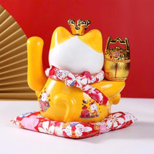 Mèo Thần Tài Vẫy Tay Đế Vương Vàng 29cm - Hình ảnh 4