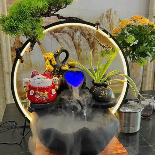 Thác Nước Phong Thủy Mèo Thần Tài Tiết Kiệm Maneki Neko - Hình ảnh 3