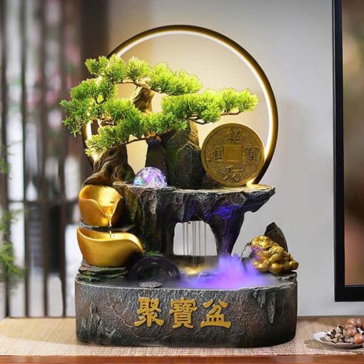 Thác Nước Phong Thủy Tiểu Cảnh Non Bộ Thiềm Thừ