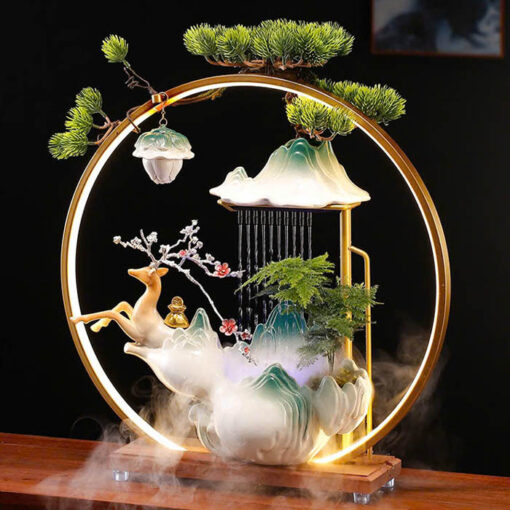 Thác Nước Phong Thủy Tượng Hươu Tài Lộc Cam - Hình ảnh 2