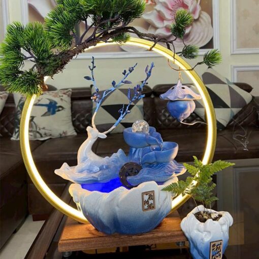 Thác Nước Phong Thủy Tượng Hươu Tài Lộc Xanh - Hình ảnh 3